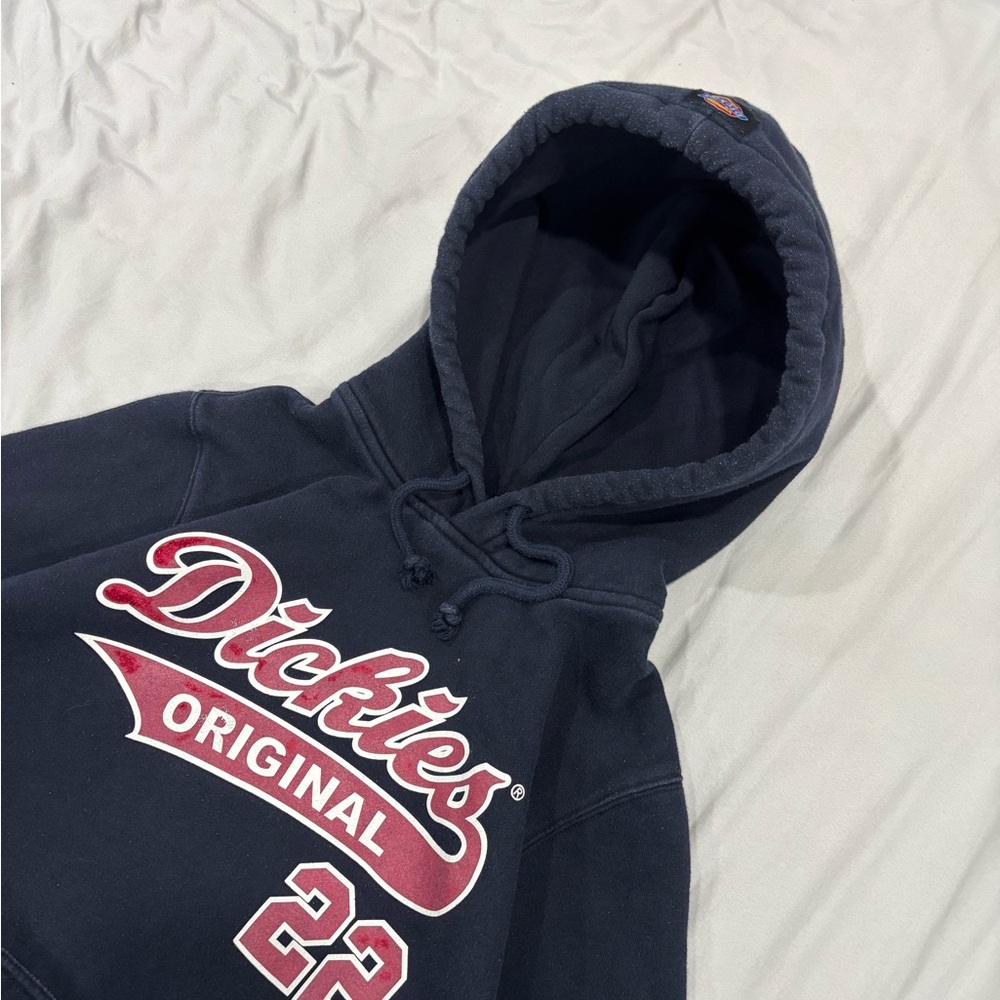 Dickies Navy Blue Pullover Hoodie With Red Accents - Picture 2 of 6